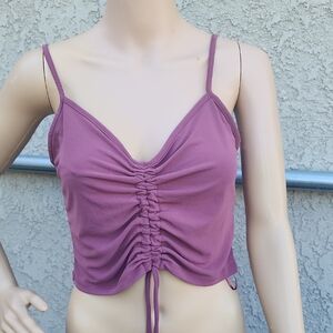 Zara Ruched Rose Spaghetti Strap Top Size M NWT